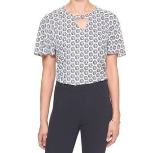 NWT BR CHOKER NECK SHORT SLEEVE BLOUSE SIZE XL